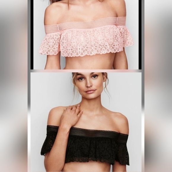 Victoria's Secret Other - Victoria's Secret Lace Off The Shoulder Flounce Bralette Bundle Size Small